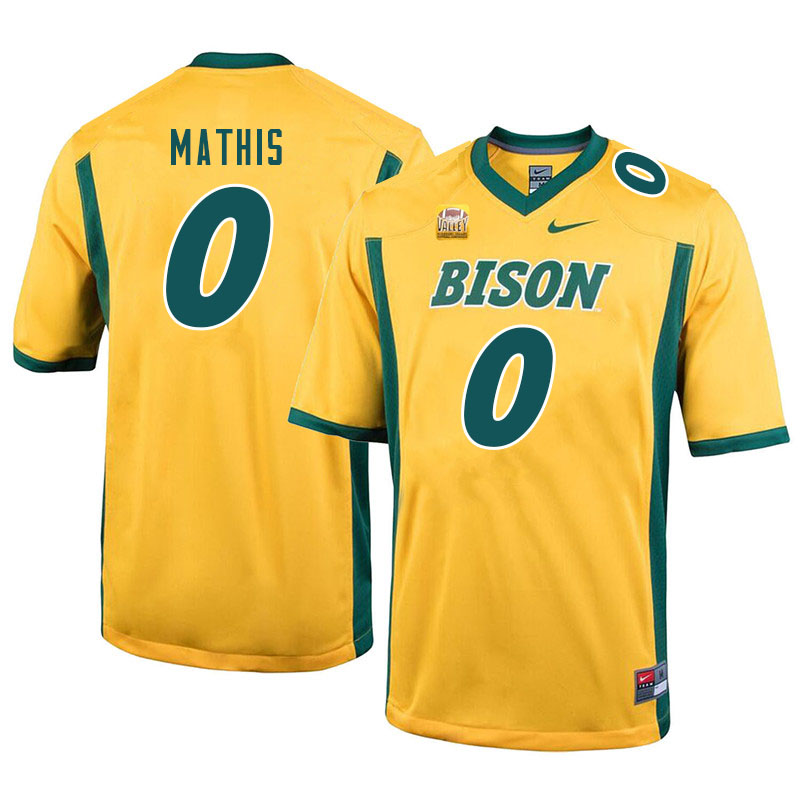 Men #0 Zach Mathis North Dakota State Bison College Football Jerseys Sale-Yellow